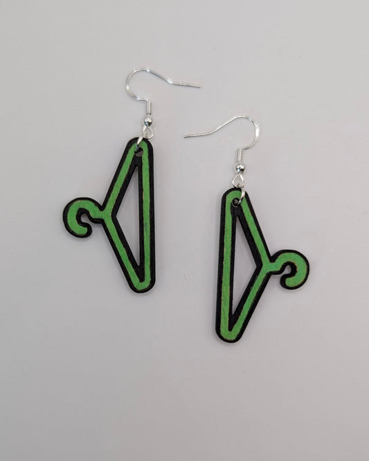 Green Reproductive Rights Hanger Wood Dangle Earrings